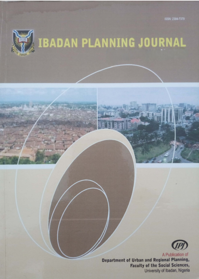 					View Vol. 8 No. 1 & 2 (2019): Ibadan Planning Journal
				