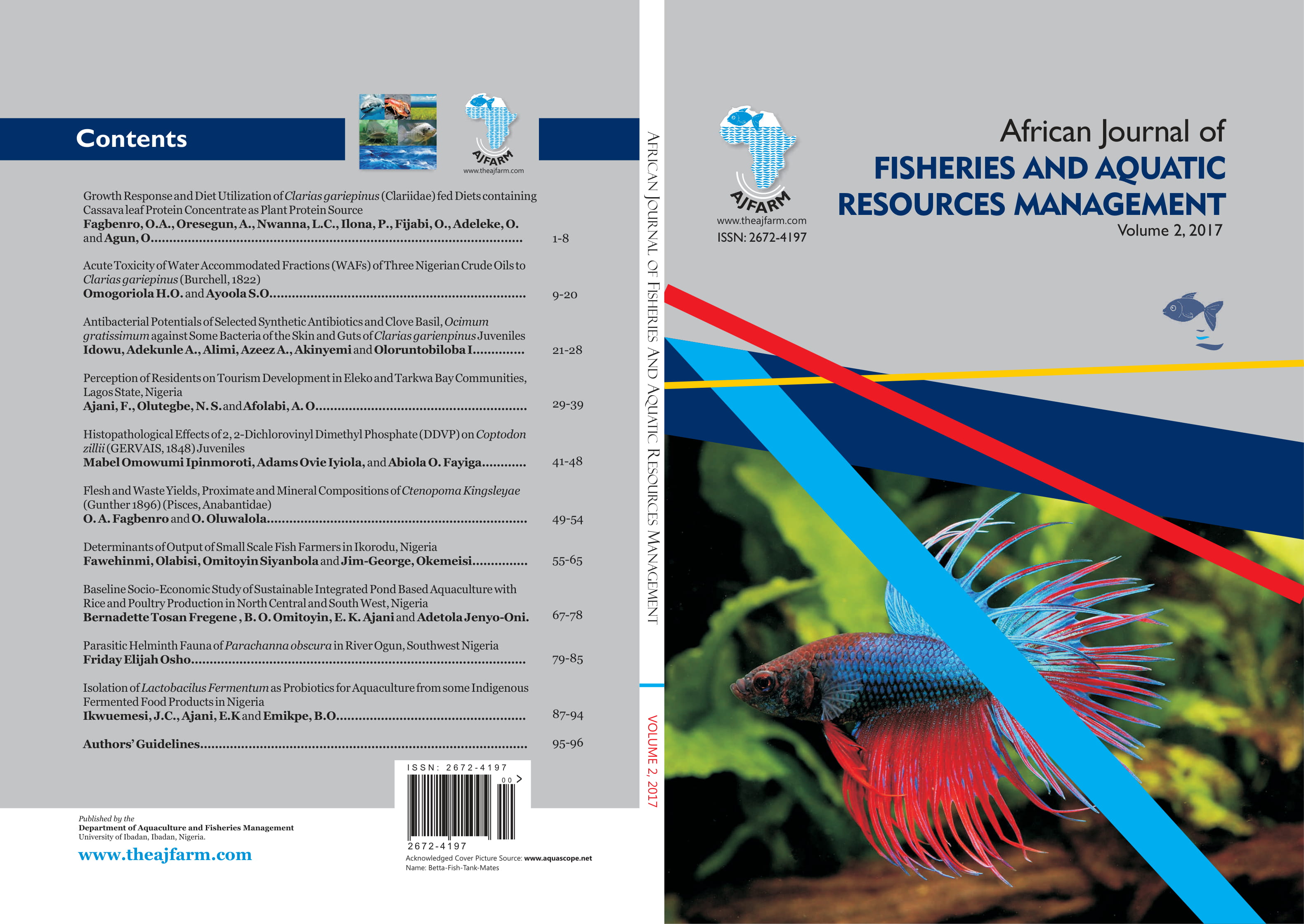 					View Vol. 2 (2017): African Journal of FISHERIES AND AQUATIC RESOURCES MANAGEMENT
				