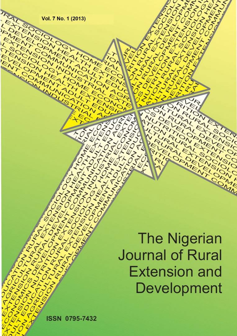 					View Vol. 7 No. 1 (2013): The Nigerian Journal of Rural Extension and Development (NJRED)
				