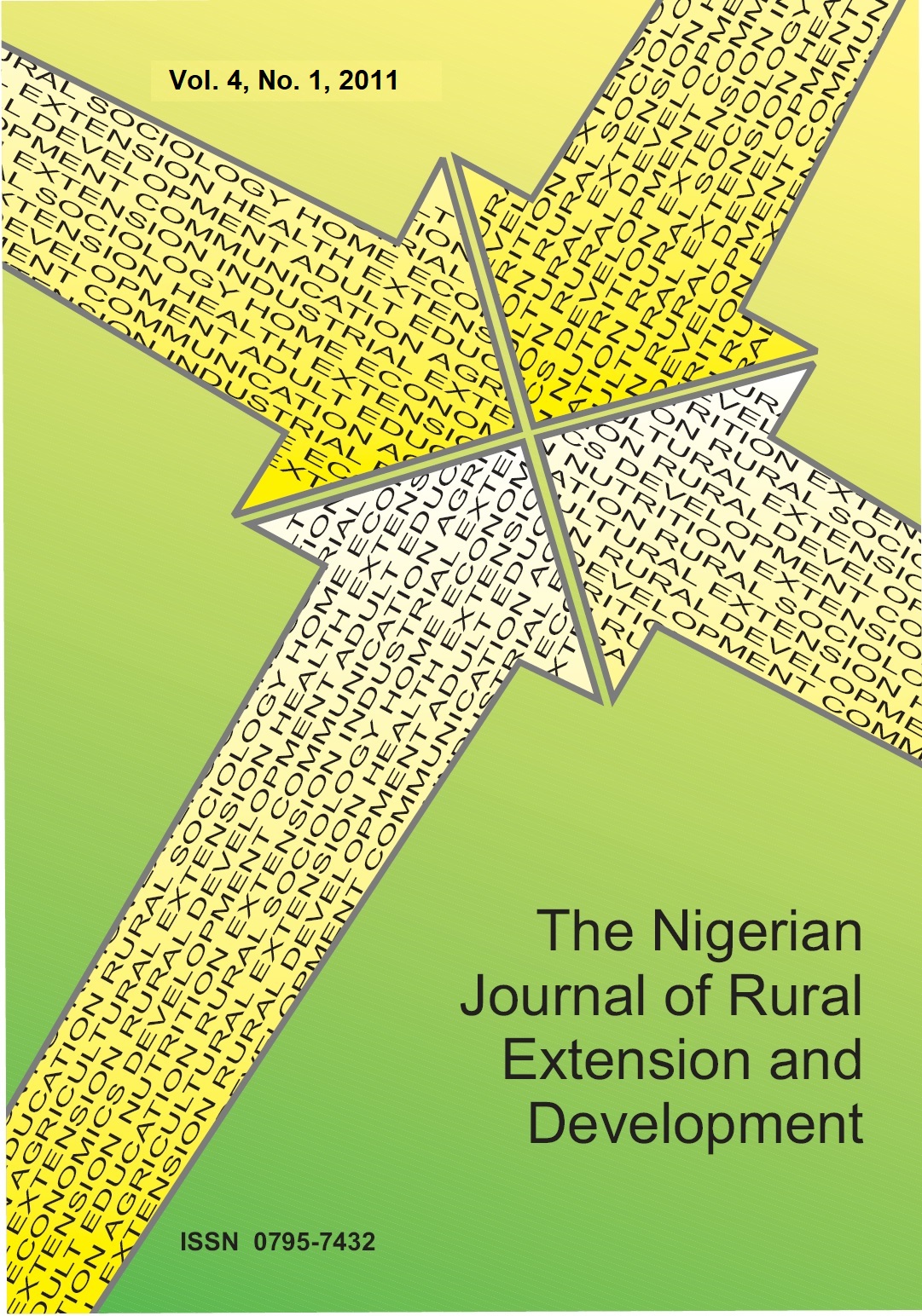					View Vol. 4 No. 1 (2011): Nigerian Journal of Rural Extension and Development (NJRED)
				