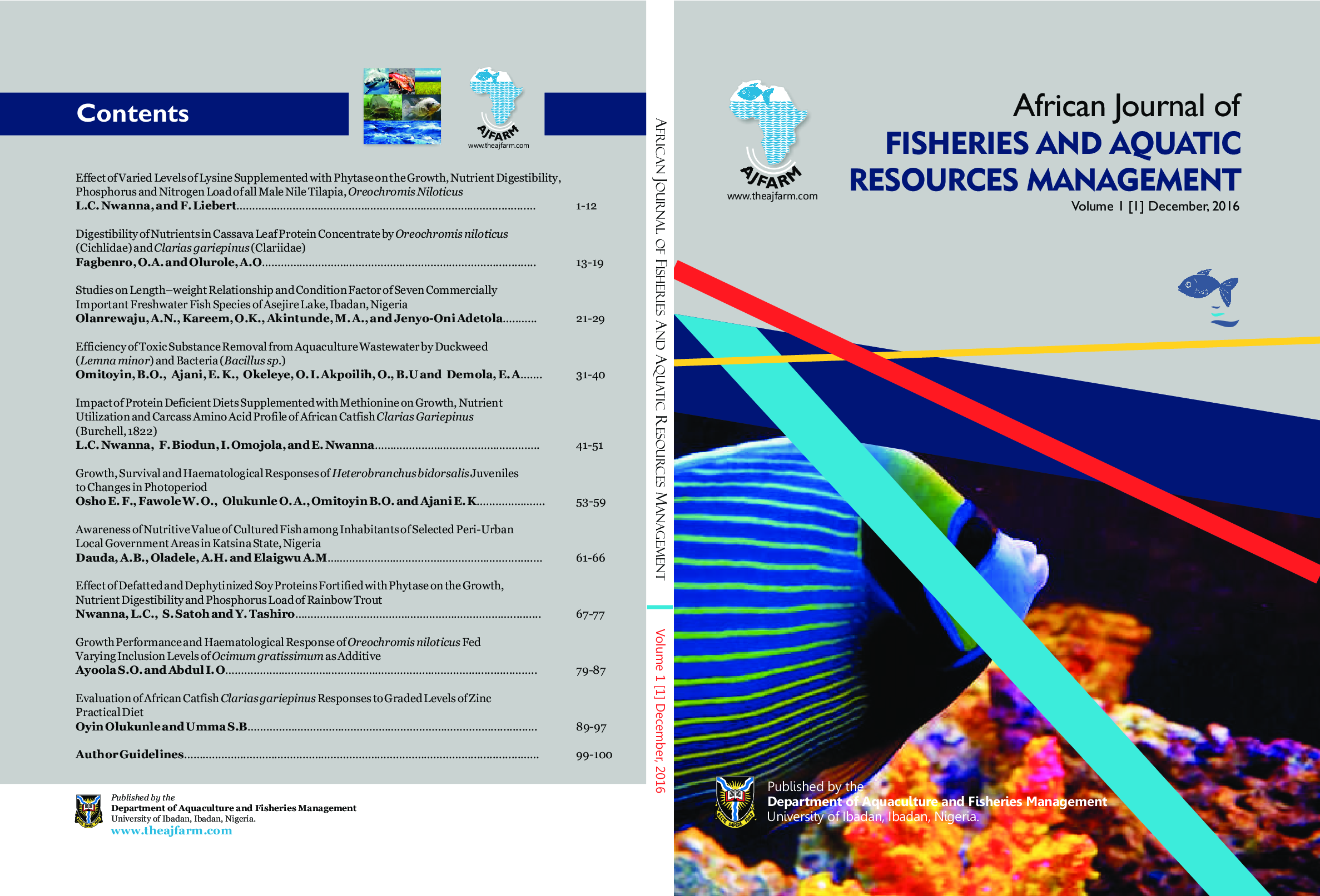 					View Vol. 1 No. 1 (2016): African Journal of Resources Management Fisheries and Aquatic
				