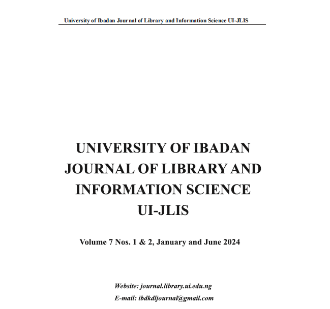 					View Vol. 7 No. 2 (2024): UNIVERSITY OF IBADAN JOURNAL OF LIBRARY AND INFORMATION SCIENCE
				